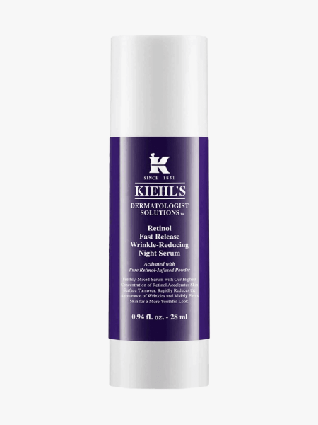 Retinol Fast-Release Wrinkle Reducing Night Serum in branded bottle component on a light gray background