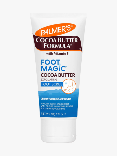 Palmer's Foot Magic Scrub in branded tube component on a light gray background
